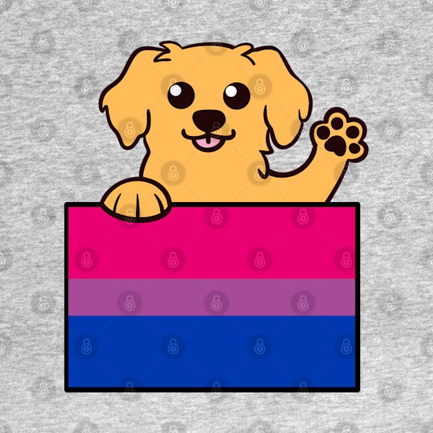 Love is Love Puppy - Golden Retriever - Bi Pride Flag by LittleGreenHat